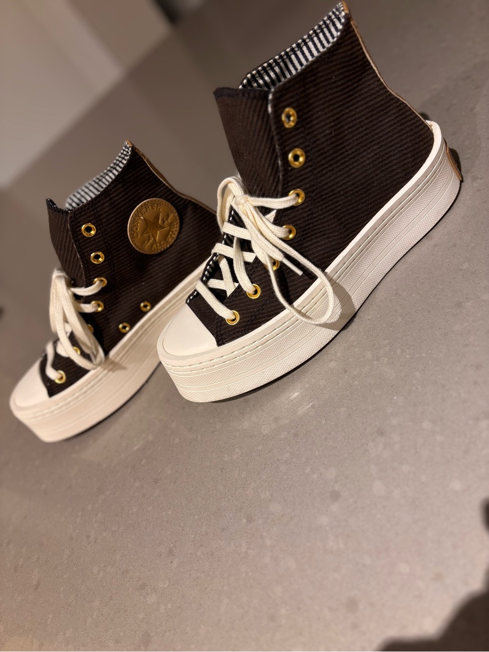 Converse Platform High-Top Sneakers in Brown and Cream